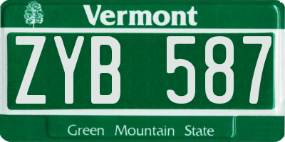 VT license plate ZYB587