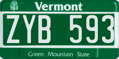 VT license plate ZYB593