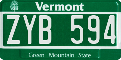VT license plate ZYB594