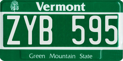 VT license plate ZYB595
