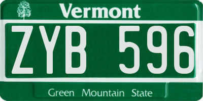 VT license plate ZYB596