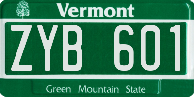 VT license plate ZYB601
