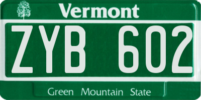 VT license plate ZYB602