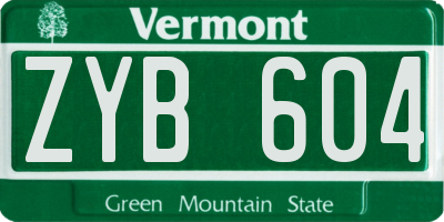 VT license plate ZYB604