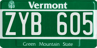 VT license plate ZYB605