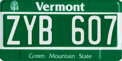 VT license plate ZYB607