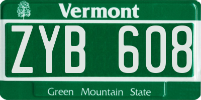 VT license plate ZYB608
