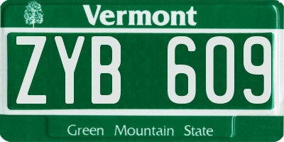 VT license plate ZYB609