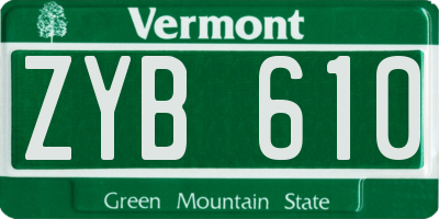 VT license plate ZYB610