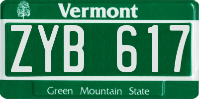 VT license plate ZYB617