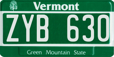 VT license plate ZYB630