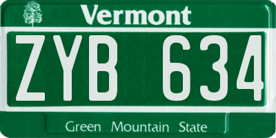 VT license plate ZYB634