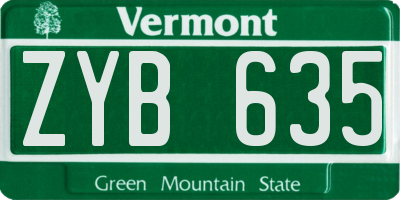 VT license plate ZYB635