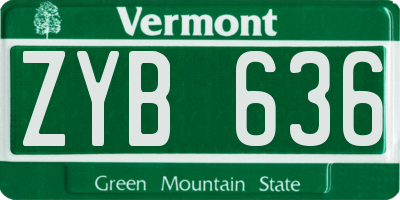 VT license plate ZYB636