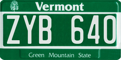 VT license plate ZYB640