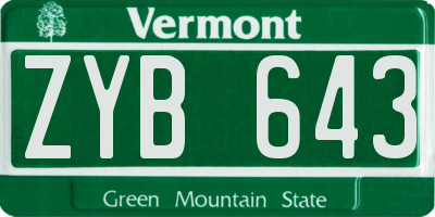 VT license plate ZYB643