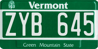 VT license plate ZYB645