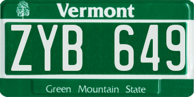 VT license plate ZYB649