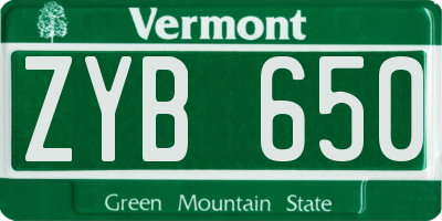 VT license plate ZYB650