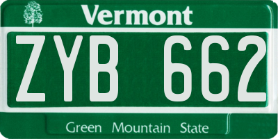 VT license plate ZYB662