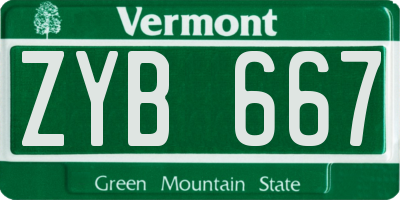 VT license plate ZYB667