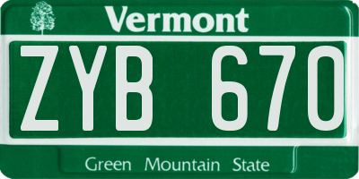 VT license plate ZYB670