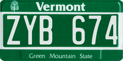 VT license plate ZYB674