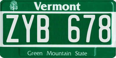 VT license plate ZYB678
