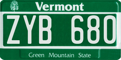 VT license plate ZYB680