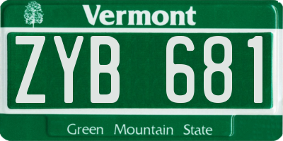 VT license plate ZYB681
