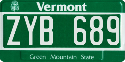 VT license plate ZYB689