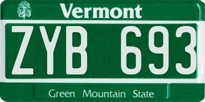 VT license plate ZYB693
