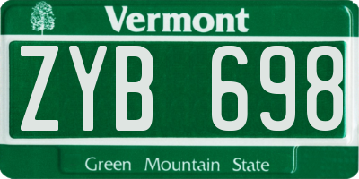 VT license plate ZYB698