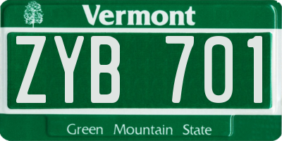VT license plate ZYB701