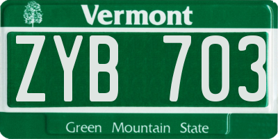 VT license plate ZYB703