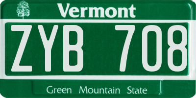 VT license plate ZYB708