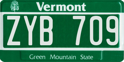 VT license plate ZYB709