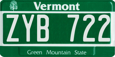 VT license plate ZYB722