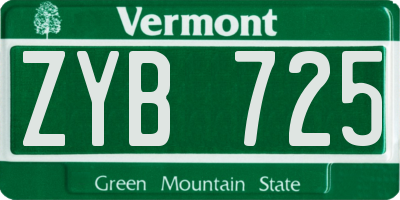 VT license plate ZYB725