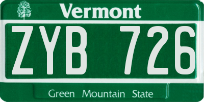 VT license plate ZYB726