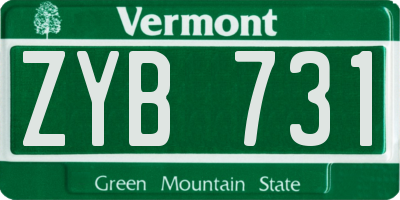 VT license plate ZYB731