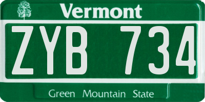 VT license plate ZYB734