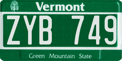 VT license plate ZYB749