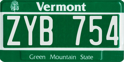 VT license plate ZYB754