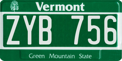 VT license plate ZYB756