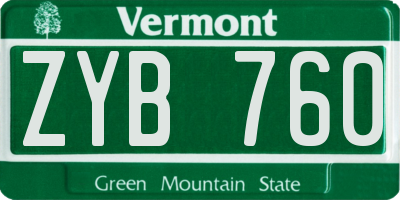 VT license plate ZYB760