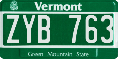 VT license plate ZYB763