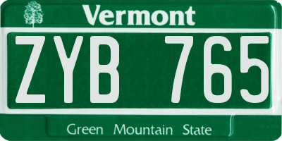 VT license plate ZYB765