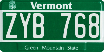 VT license plate ZYB768