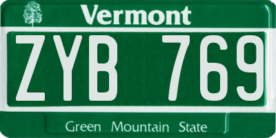 VT license plate ZYB769